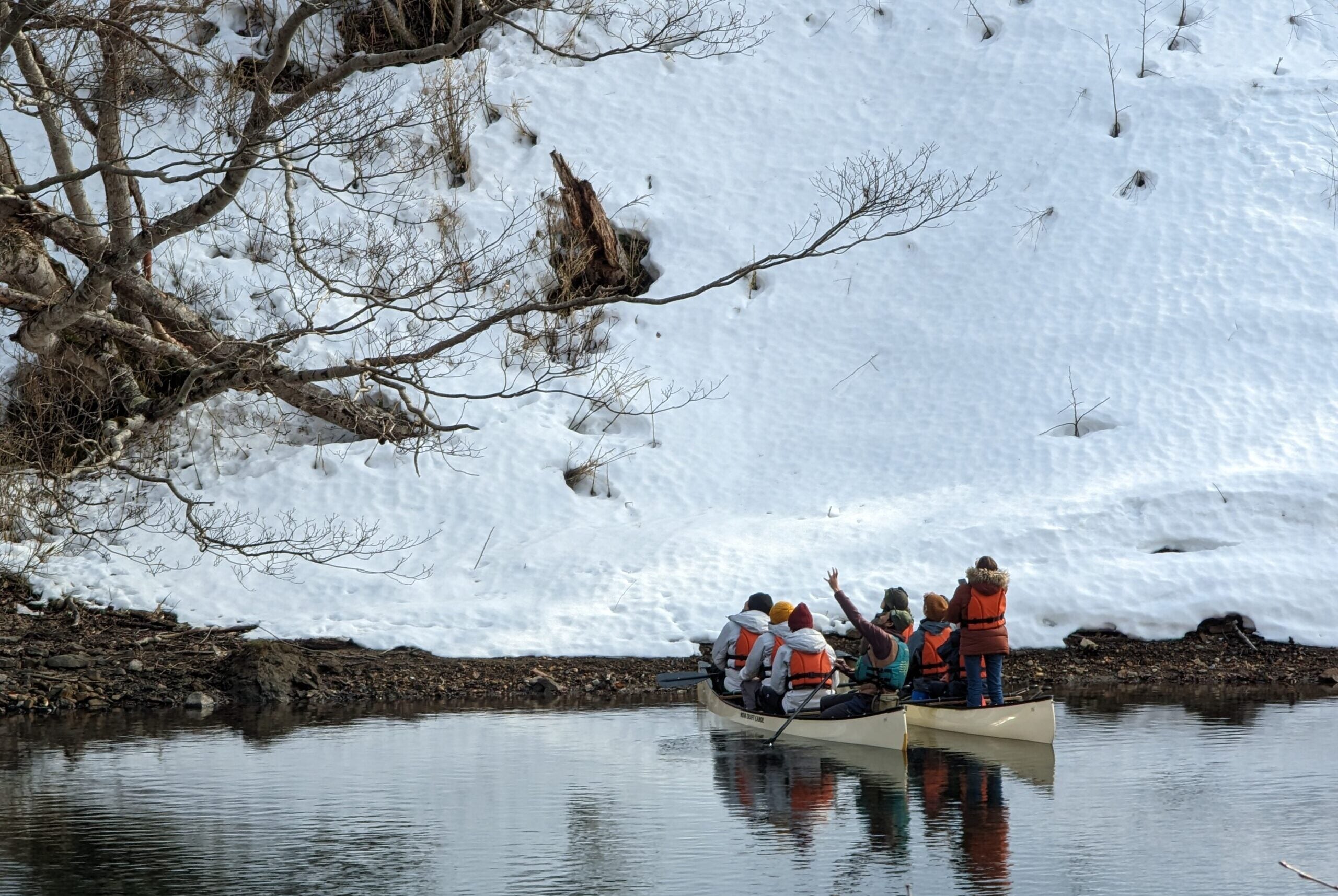 支笏湖｜冬季獨木舟｜不凍湖的冰之風景